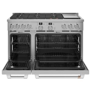48 in. 8.25 cu. ft. Smart Double Oven Dual Fuel Range with Self-Cleaning Convection Oven in Stainless Steel
