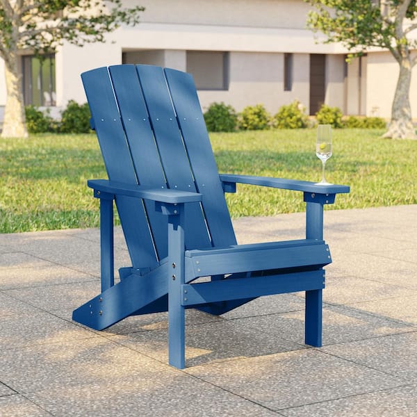 Recycled Plastic Weather Resistant Outdoor Patio Adirondack Chair in Navy Blue
