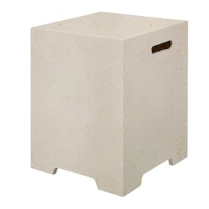 Beige Square Concrete Outdoor Tank Holder Side Table