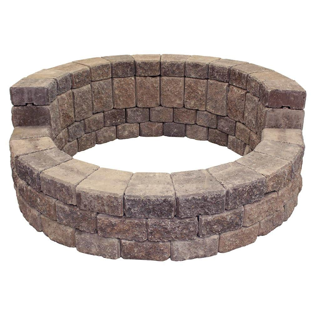 Anchor Weston 52 in. x 12 in. Northwoods Tan Round Concrete Fire Pit Kit  With Metal Liner 70300879 - The Home Depot