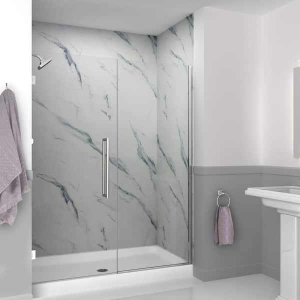 Transolid Elizabeth 60.5 in. W x 76 in. H Hinged Frameless Shower Door in Polished Chrome with Clear Glass