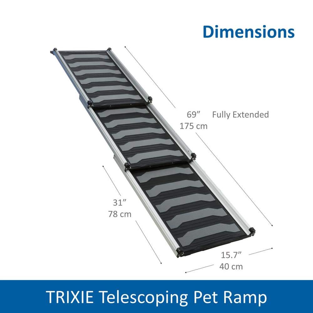 Heavy Duty 69" Telescoping Aluminum Pet Ramp with Rubber Treads