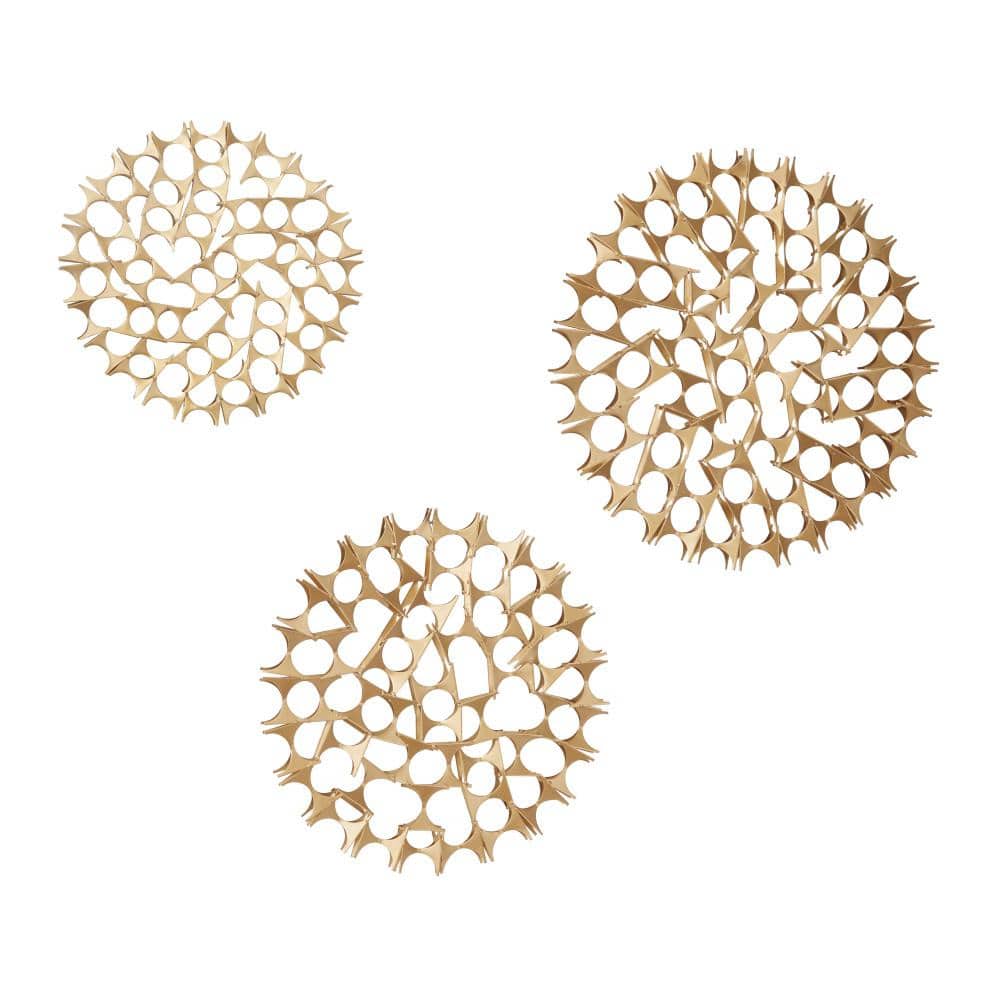 Gold Metal Winter Wall Sculpture Set, 23"