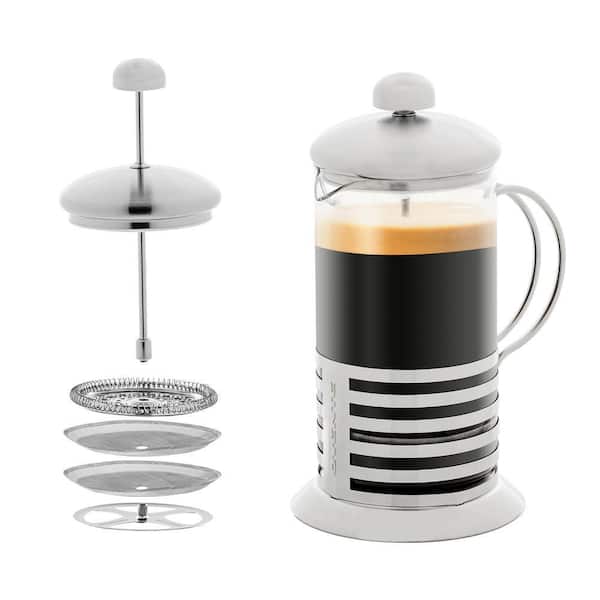 2.5 Cup Stainless Steel French Press Cafetiere Coffee and Tea Maker with 4-Level Mesh Filter