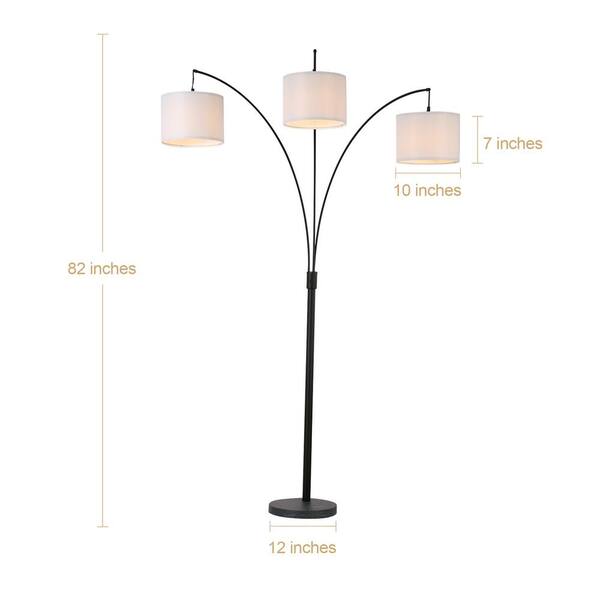 3 Light Tree Lamp with Black Pole Bulbs not Included 
