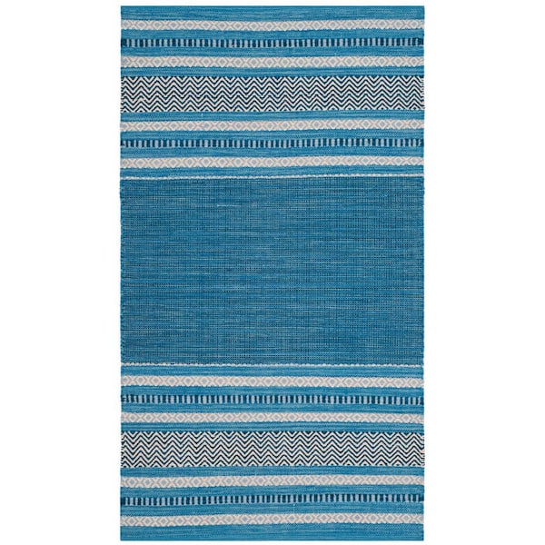 SAFAVIEH Montauk Blue/Gray Doormat 3 ft. x 5 ft. Striped Area Rug