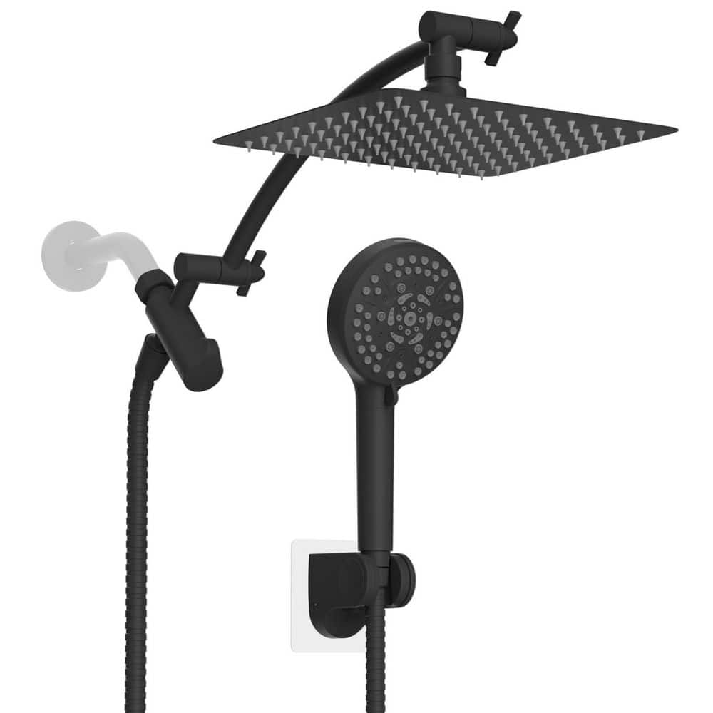 High Pressure 10-Spray 10 in. Wall Mount Dual Fixed and Handheld Shower Head 1.8 GPM in Matte Black Finish price history on PriceWatchPro
