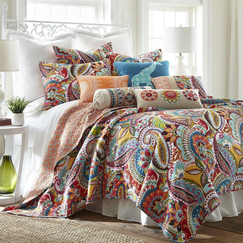 Vibrant Ikat Paisley 14x18in Multicolor Decorative Pillow