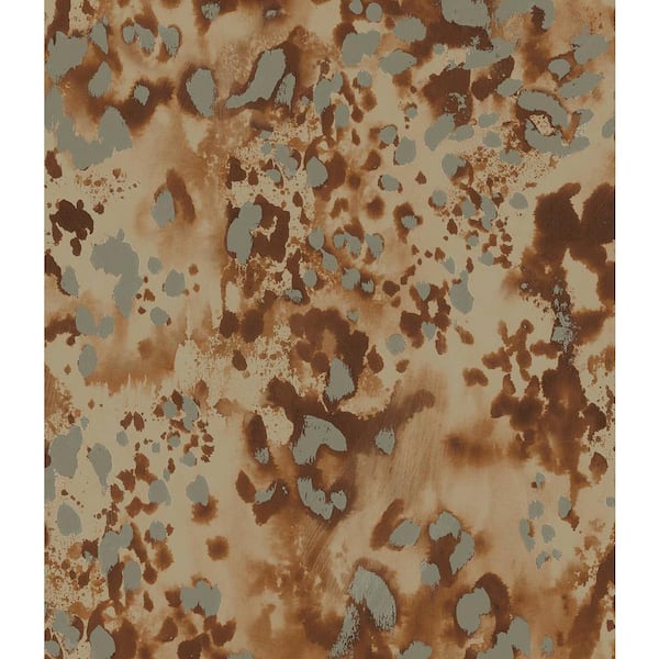Seabrook Designs 56 sq. ft. Metallic Rust Leopard Abstract Paper Unpasted Wallpaper Roll