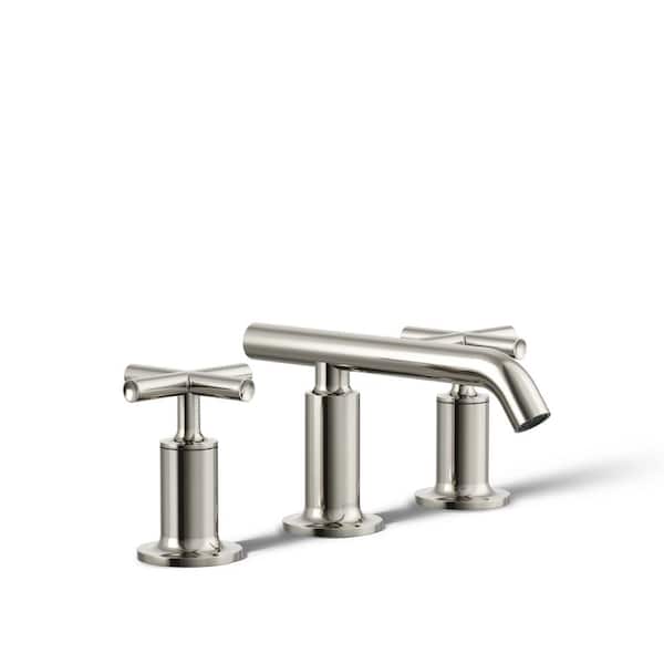 KOHLER Purist 2-Handle 8 in. Widespread Bathroom Faucet with Low Cross Handles and Low Spout in Vibrant Polished Nickel
