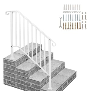 38.96 in. x 38.77 in. Iron White Outdoor Handrail Railing