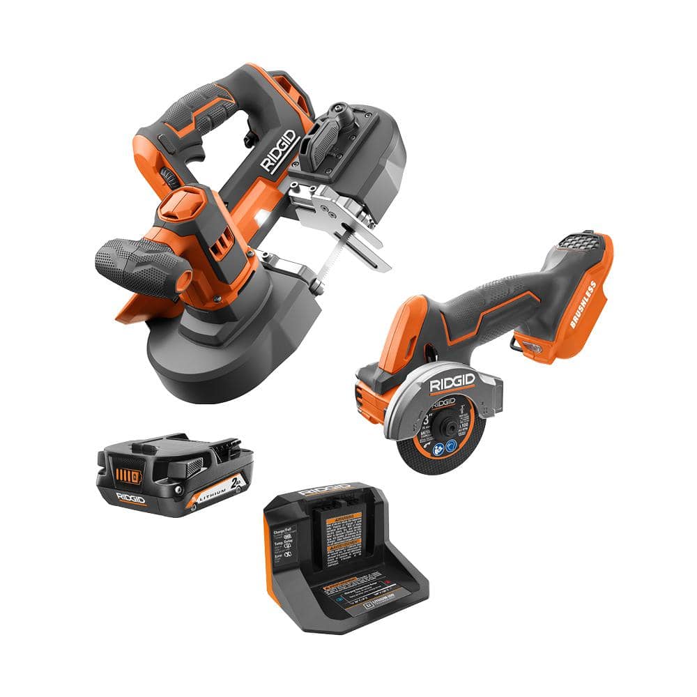 RIDGID 18V Cordless 2-Tool Combo Kit with Compact Band Saw, SubCompact  Brushless Multi-Material Saw, 2.0 Ah Battery and Charger  R8604B-R87547B-AC9302 The Home Depot