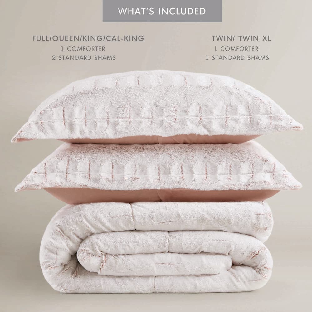 Blush King Faux Fur Reversible Bedspread Set