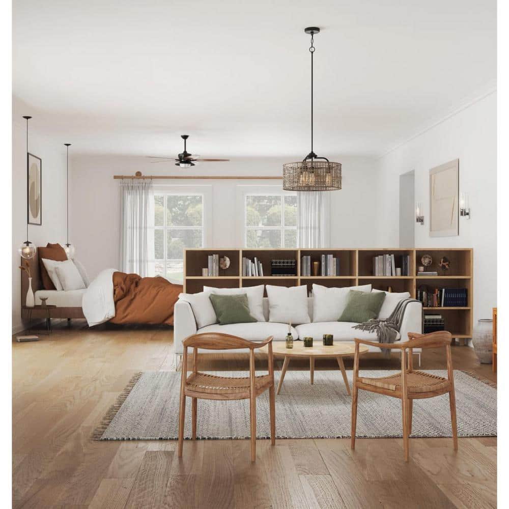 Atwell Matte Black Glass Globe Pendant Light