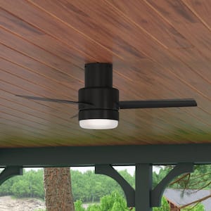 Gilmour 44 in. Matte Black Indoor/Outdoor Ceiling Fan with LED Light Kit and Remote