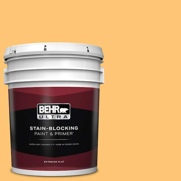 BEHR ULTRA 5 gal. #BIC-42 Liquid Gold Flat Exterior Paint & Primer