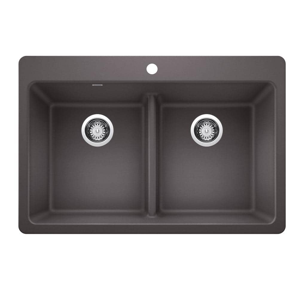 Liven SILGRANIT 33 in. Drop-In/Undermount Double Bowl Granite Composite Kit