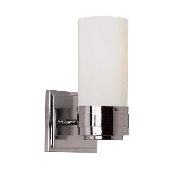 Bel Air Lighting Fusion 1-Light Polished Chrome Indoor Wall Sconce Light Fixture with Frosted Glass Shade