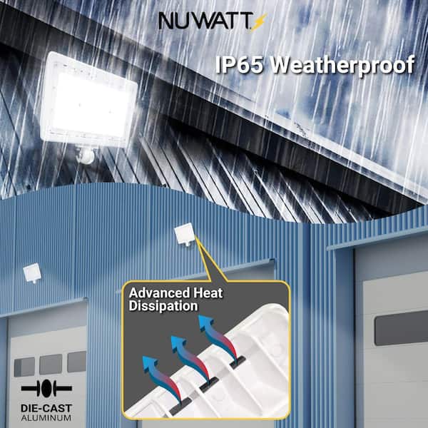 NuWatt 15-Watt 2250 Lumens White Outdoor Integrated LED Flood
