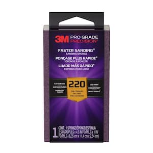 Pro Grade Precision 2.5 in. x 4.5 in. x 1 in. 220 Grit Fine Faster Sanding Block Sponge (1-Pack)