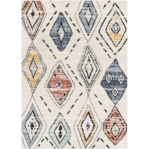 Envie Cesena Ivory 5 ft. 3 in. x 7 ft. 3 in. Tribal Moroccan Diamond Area Rug