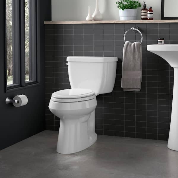 KOHLER Rutledge Elongated Quiet-Close Closed Front Toilet Seat with Grip-Tight Bumpers in White
