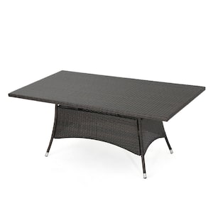 Rectangular Faux Rattan Outdoor Patio Dining Table