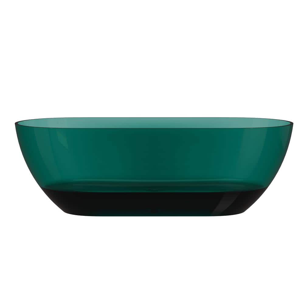 69'' Ocean Blue Transparent Resin Freestanding Soaking Bathtub