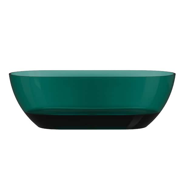 CASAINC 69 in. x 30 in. Freestanding Soaking Resin Bathtub with Center Drain in Transparent Green