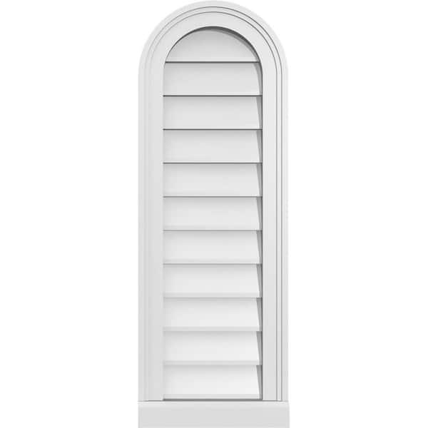 Ekena Millwork 12 in. x 34 in. Round Top White PVC Paintable Gable Louver Vent Non-Functional