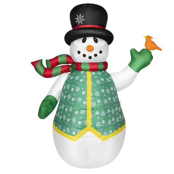 6 ft. H 2.6 ft. W Christmas Inflatable Lighted Snowman With Bird