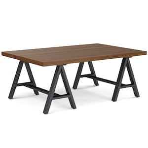 Sawhorse Industrial 48 inch Wide SOLID WALNUT WOOD and Metal Coffee Table