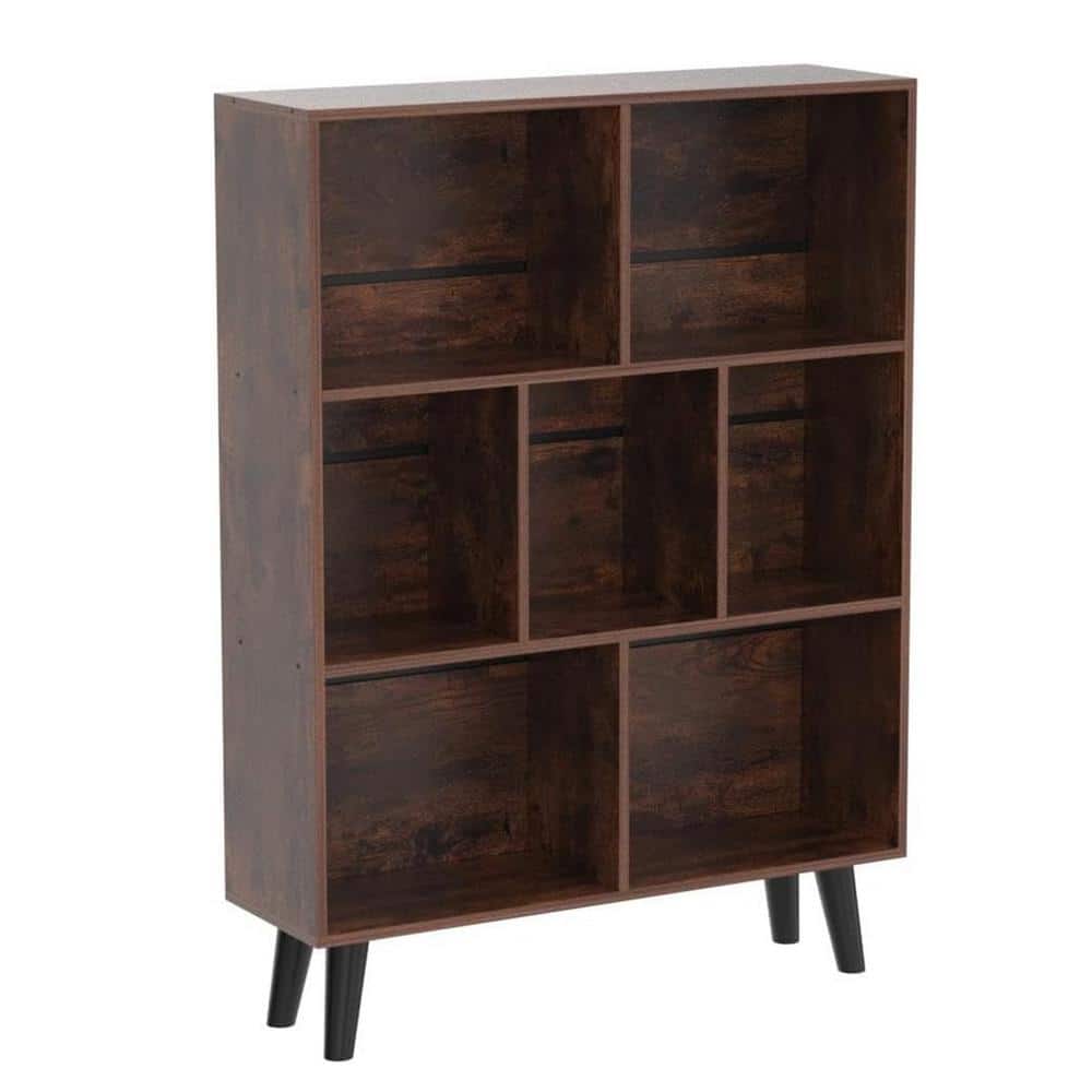 Brown 3 Tier Cube Bookshelf with Legs