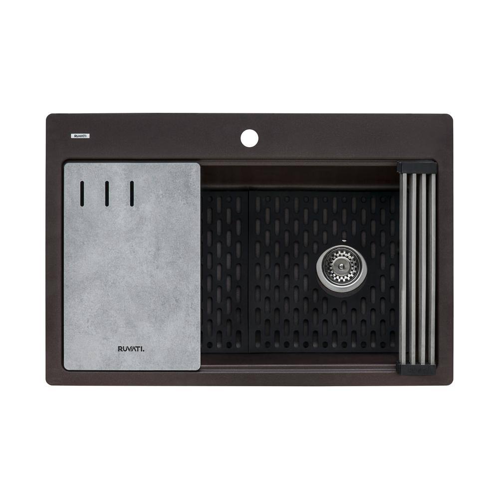 Espresso Granite Composite Drop-in Workstation Kitchen Sink