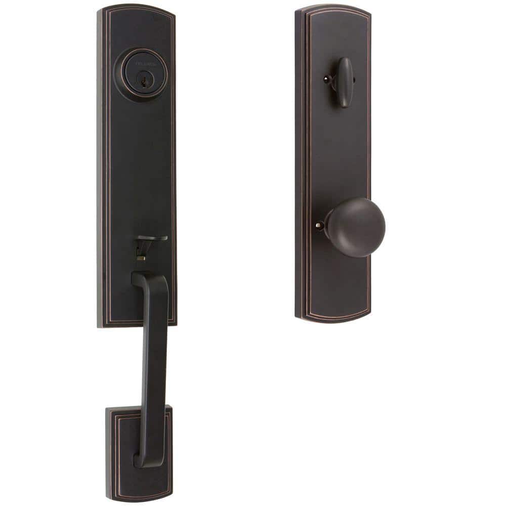 Italian Collection Briona Single Cylinder Edged Bronze Door Handleset with 