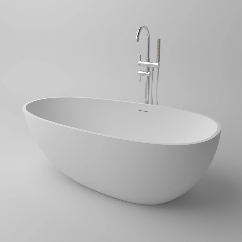 71'' White Solid Surface Freestanding Soaking Bathtub