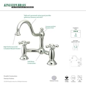 Restoration Bridge 8-in. Widespread 2-Handle Bathroom Faucet in Chrome