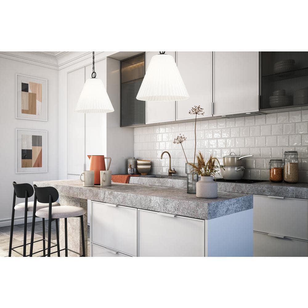 Matte Black 18" Modern Glass Pendant Light