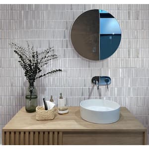 Silver White 12 in. x 12.9 in. Triangle Polished and Matte Finished Glass Mosaic Tile (5.38 sq. ft./Case)