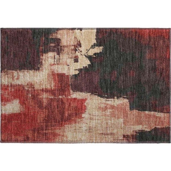 Mayfield Premium Machine Washable Abstract AMF1332 Brick 2 ft. x 3 ft. Area Rug