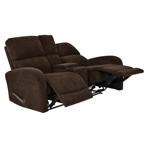 ProLounger 70.4 in. Chocolate Brown Chenille Polyester 2-Seater Reclining Loveseat with Cupholders