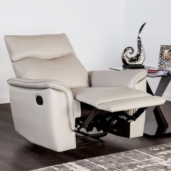 Willis Taupe Leather Blend Manual Recliner with Flared Padded Arms