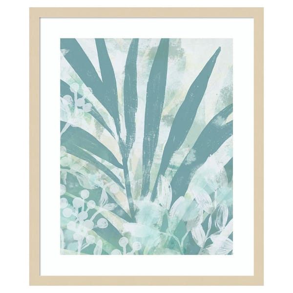 Amanti Art Aqua Palms II by June Erica Vess 21 in. W x 25 in. H. Wood Framed Wall Art Print Framed in Brown