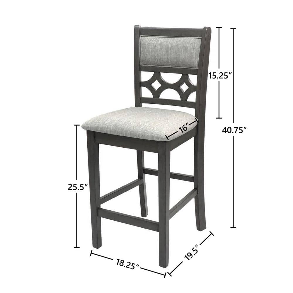 Contemporary 42" Round Gray Dining Set with 4 Padded Chairs