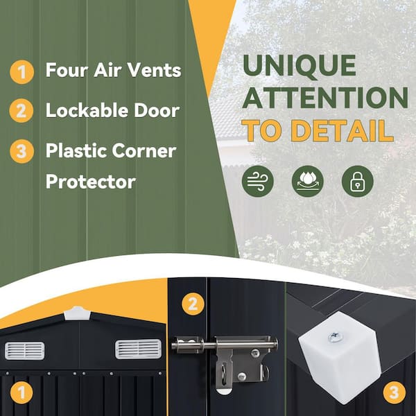 Sizzim 10 ft. W x 12 ft. D Outdoor Metal Shed with Double Door
