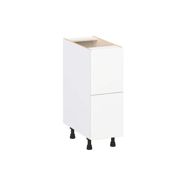 J COLLECTION Timberline 12 in. W x 24 in. D x 34.5 in. H Assembled Slab Drawer Base Kitchen Cabinet in Bright White with 2-Drawers