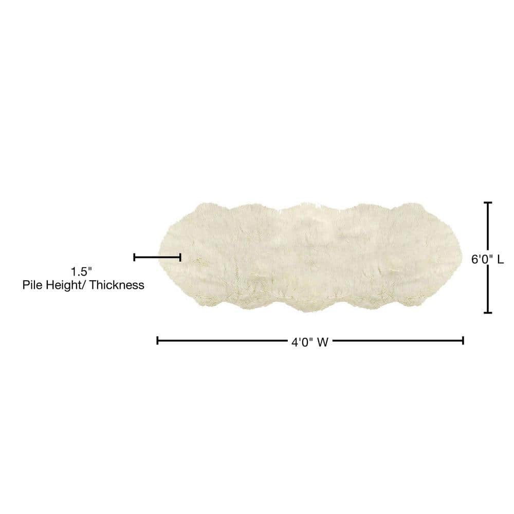 Luxurious Black Faux Sheepskin 4' x 6' Washable Area Rug