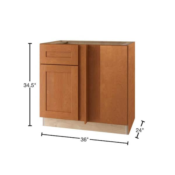 Hargrove Cinnamon Stain Plywood Shaker Assembled Base Kitchen Cabinet Soft  Close 36 in W x 24 in D x 34.5 in H