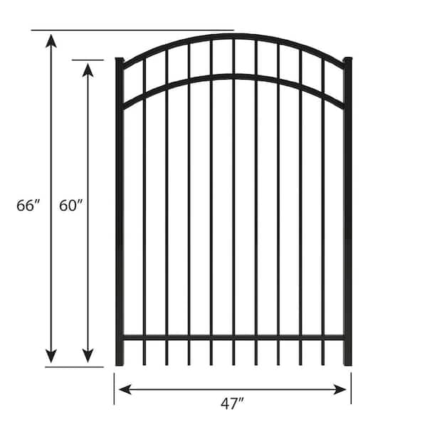FORGERIGHT Vinings 4 ft. W x 5 ft. H Black Aluminum Arched Pre-Assembled Fence Gate