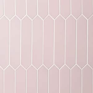 Axis Pink 2.6 in. x 13 in. Polished Picket Ceramic Wall Tile Sample